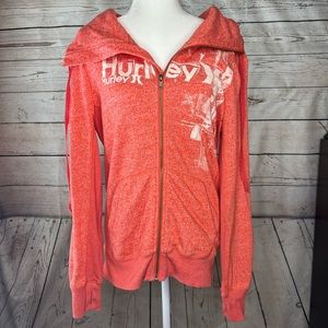 Hurley Zip Up Coral Hoodie | Medium